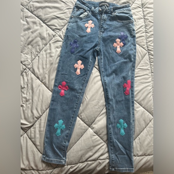 Chrome Hearts Denim - Chrome hearts women’s colorful patch jeans